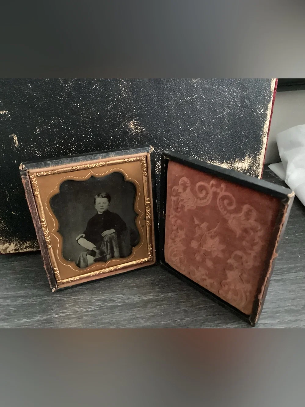 Antique Civil War Victorian Era Brass Daguerreotype photograph Mid-19th Century
